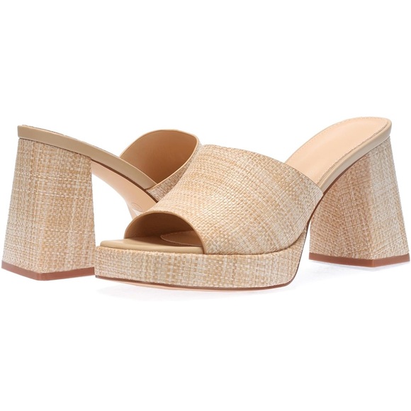 Natural Woven Platform Mules - Picture 1 of 9